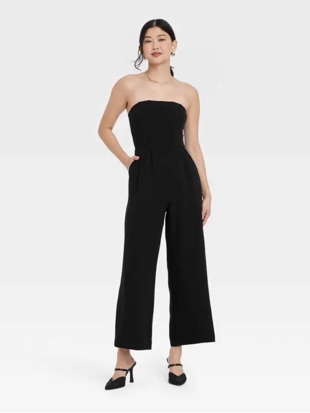 a new day Black Strapless Wide-Leg Jumpsuit
